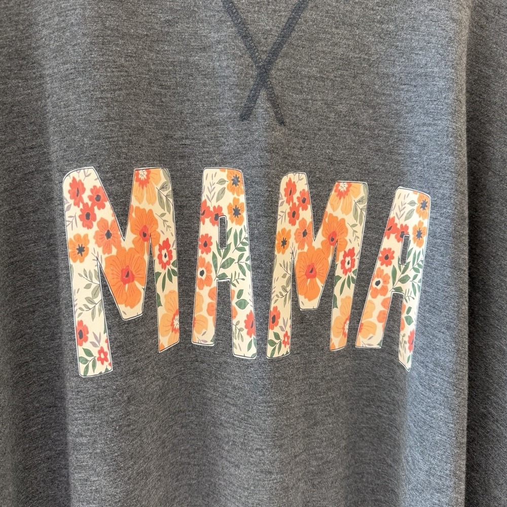 Joyspun Mama Sweatshirt Womens 3X Gray Floral Graphic Crewneck